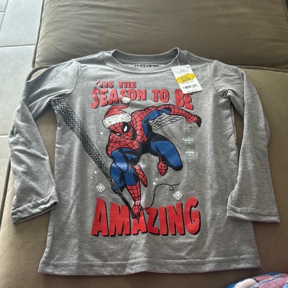 Marvel Spider-Man Kids Gray Long Sleeve Shirt